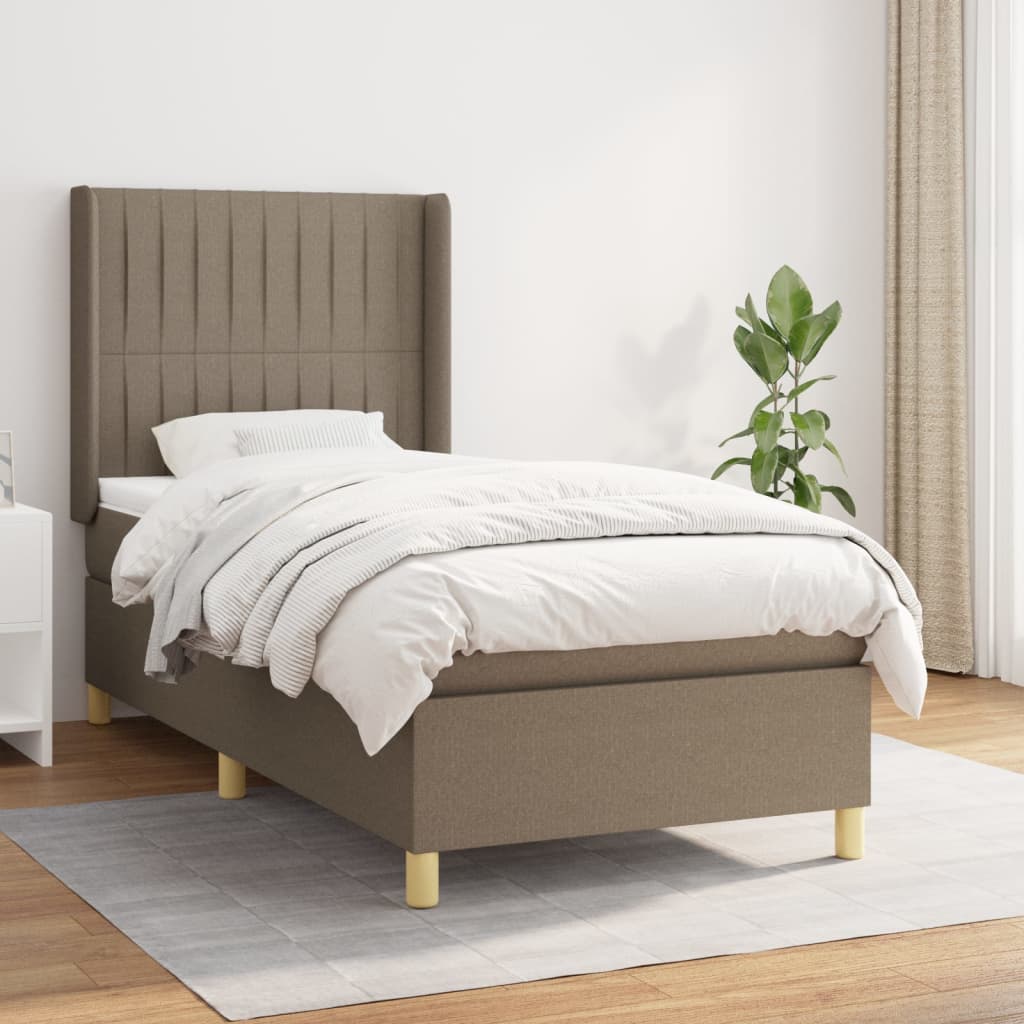 vidaXL Posteľný rám boxsping s matracom sivohnedý 90x200 cm látka