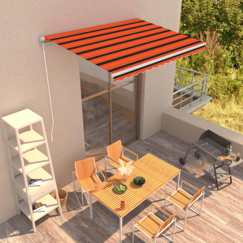 vidaXL Manuálna zaťahovacia markíza oranžová a hnedá 350x250 cm