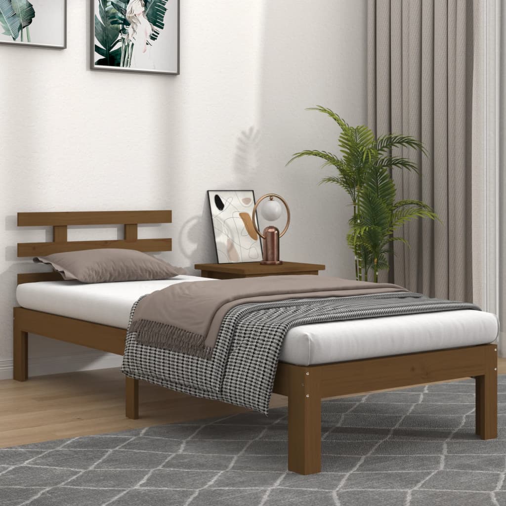 vidaXL Posteľný rám medovohnedý masívne drevo 100x200 cm