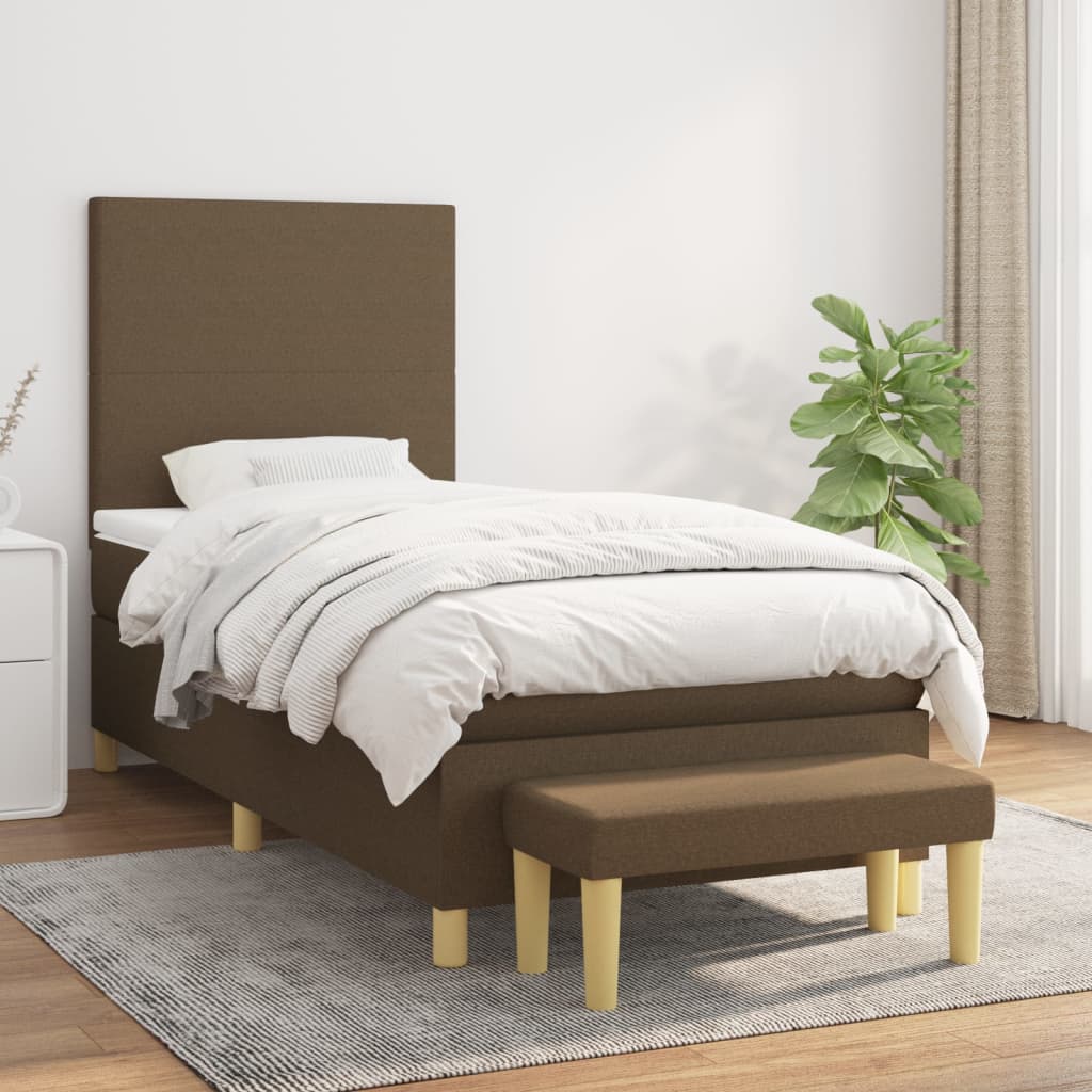vidaXL Posteľný rám boxsping s matracom hnedý 80x200 cm látka