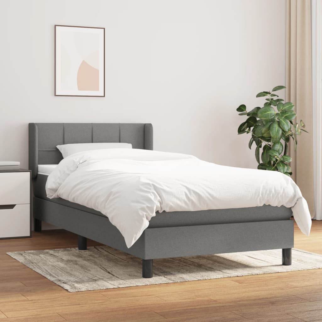 vidaXL Posteľný rám boxsping s matracom tmavosivý 80x200 cm látka
