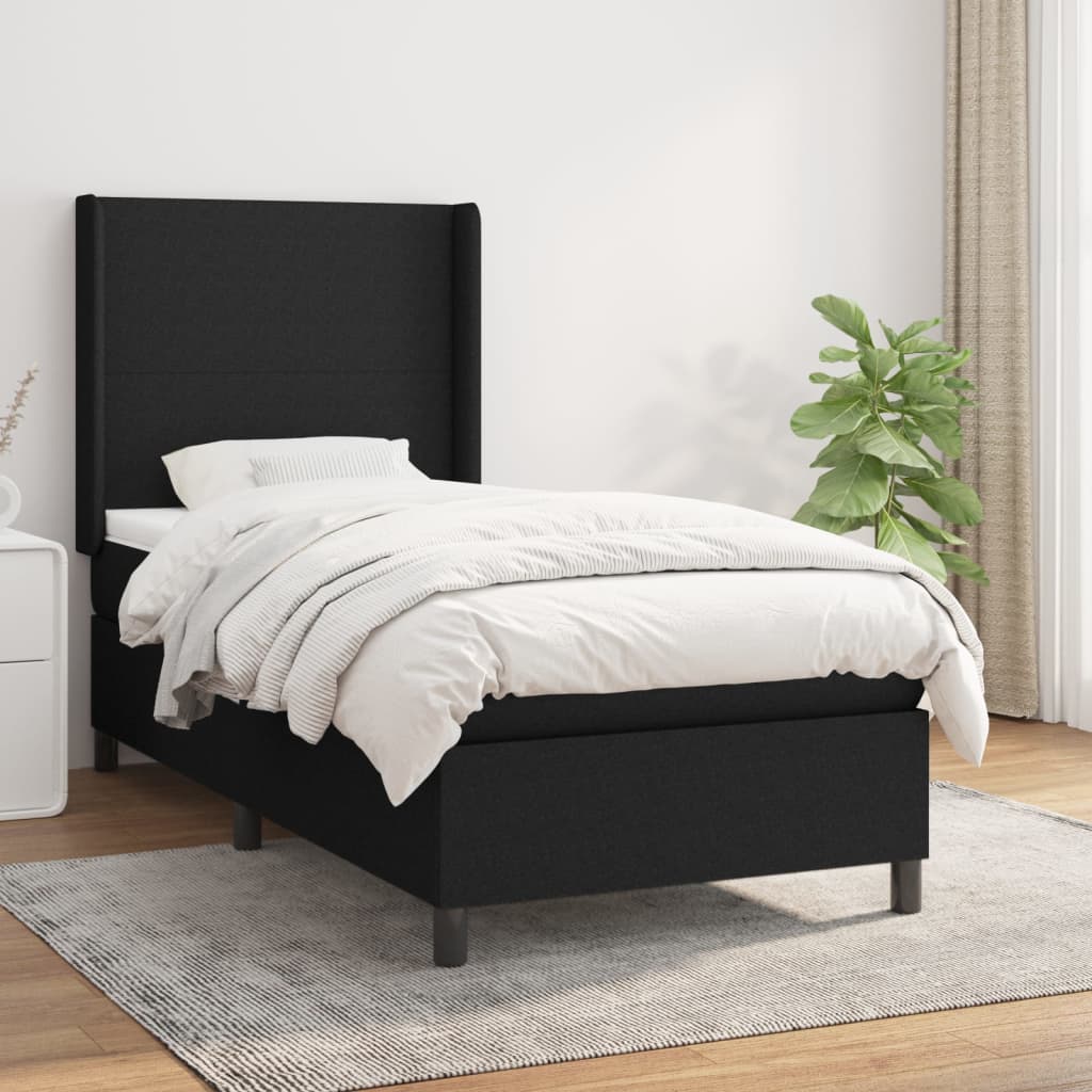vidaXL Posteľný rám boxspring s matracom čierny 80x200 cm látka
