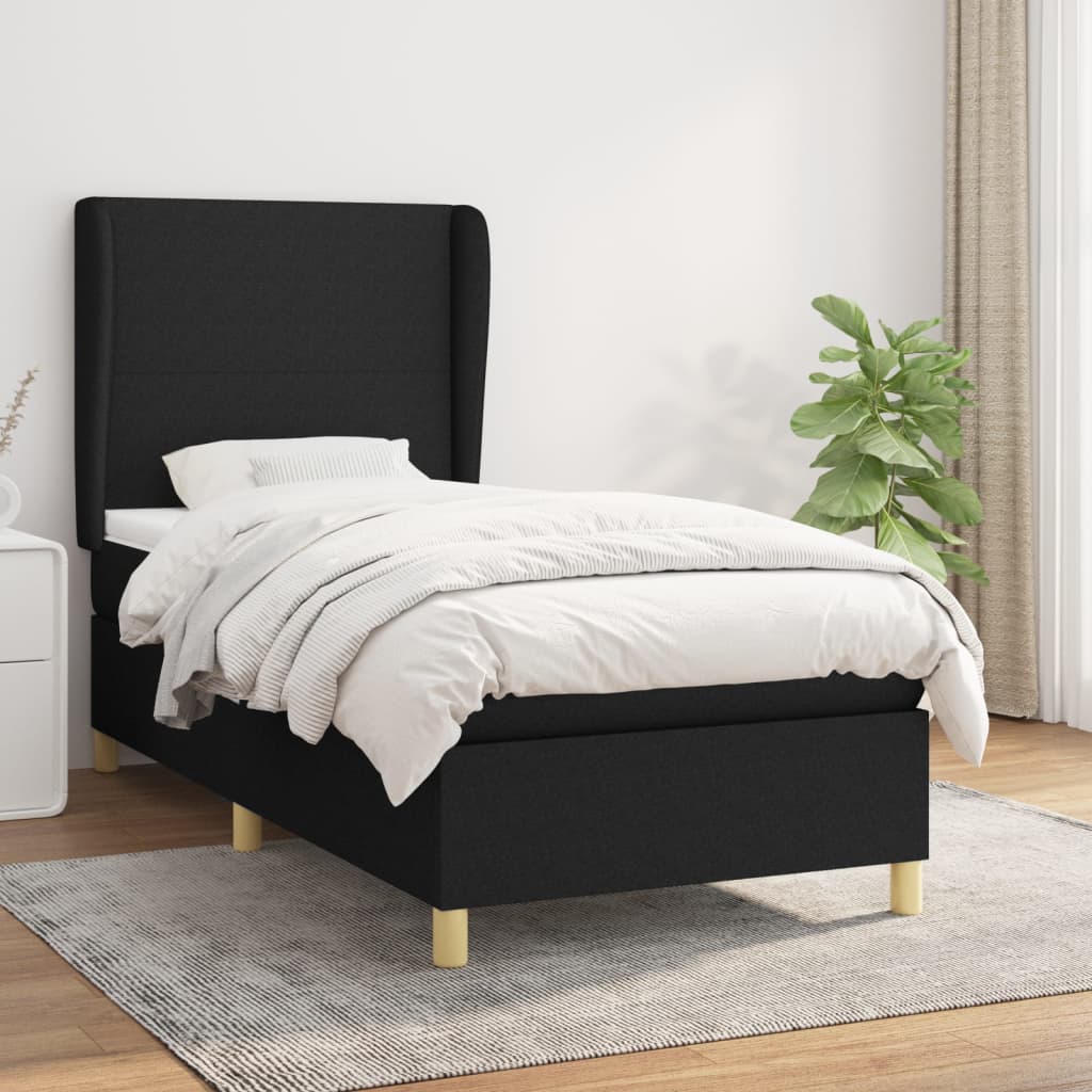 vidaXL Posteľný rám boxspring s matracom čierny 80x200 cm látka