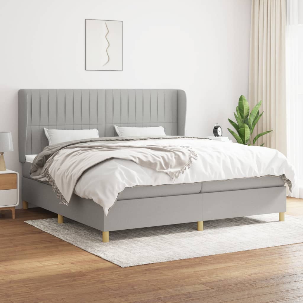 vidaXL Posteľný rám boxsping s matracom bledosivý 200x200 cm látka
