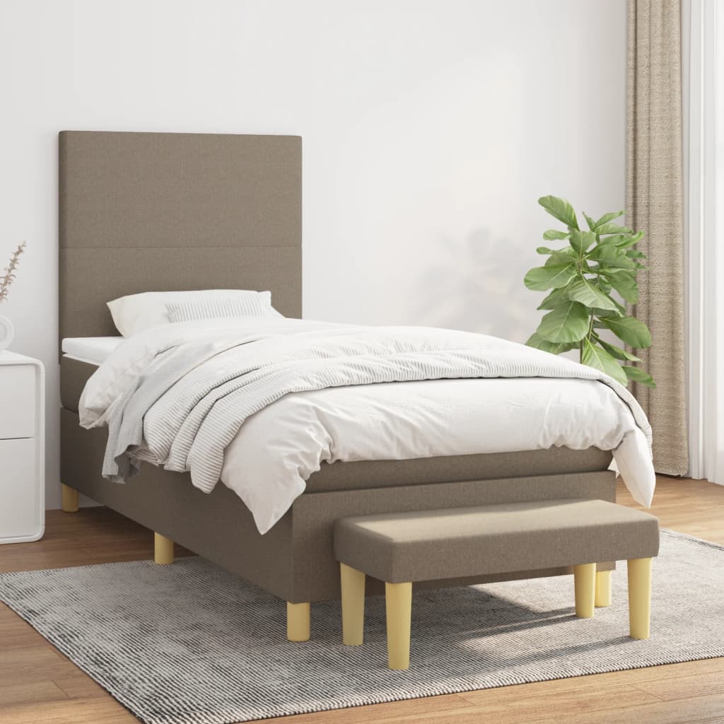 vidaXL Posteľný rám boxsping s matracom sivohnedý 90x200 cm látka