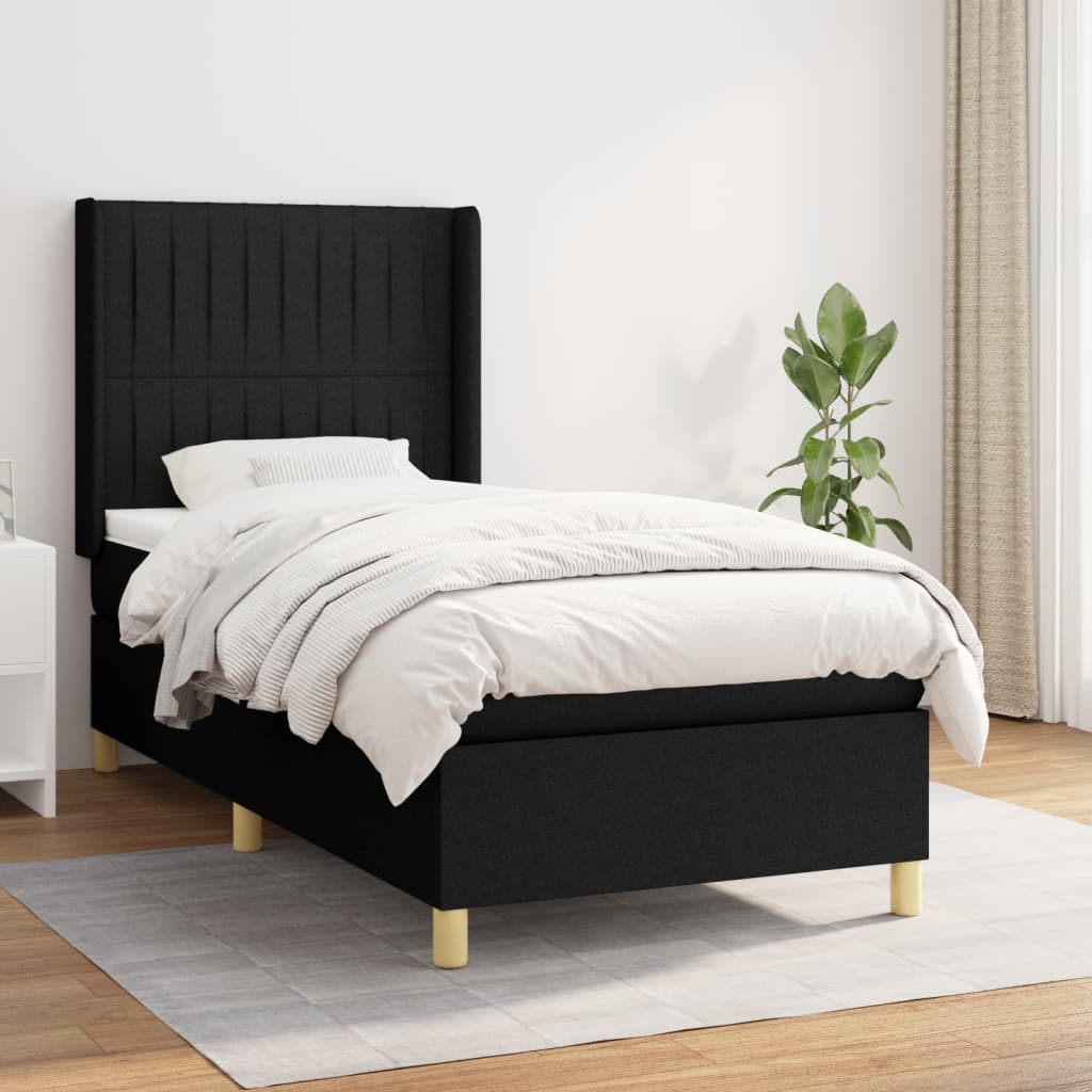 vidaXL Posteľný rám boxspring s matracom čierny 80x200 cm látka