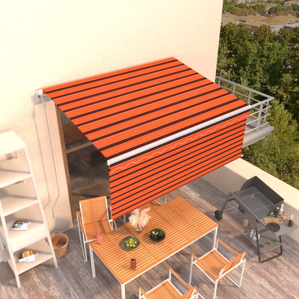 vidaXL Automatická markíza s tienidlom 3x2,5 m oranžovo-hnedá