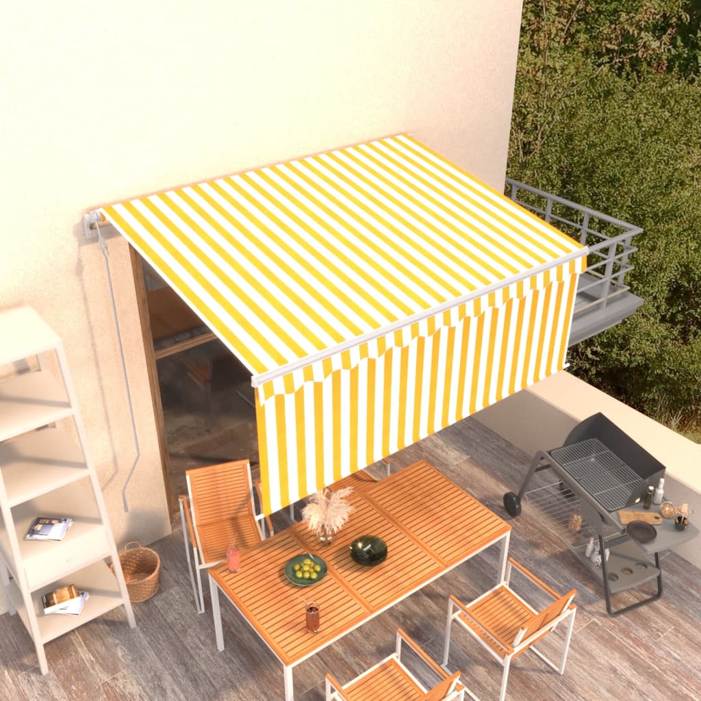 vidaXL Automatická markíza s tienidlom 3,5x2,5m žlto-biela