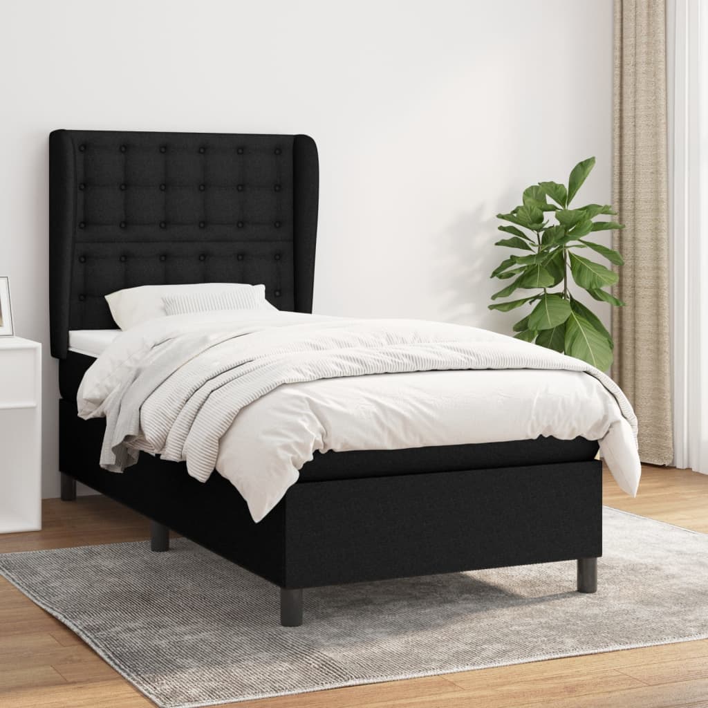 vidaXL Posteľný rám boxspring s matracom čierny 80x200 cm látka