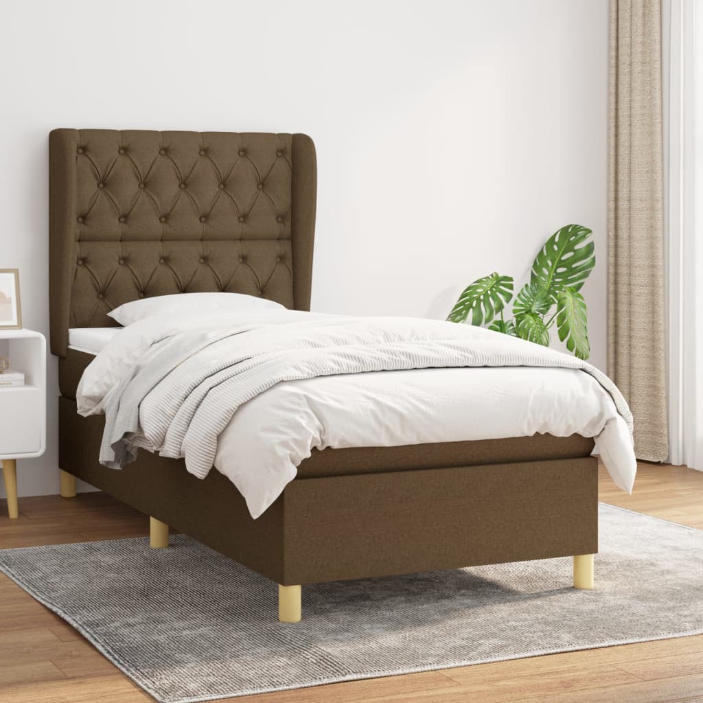 vidaXL Posteľný rám boxsping s matracom hnedý 80x200 cm látka