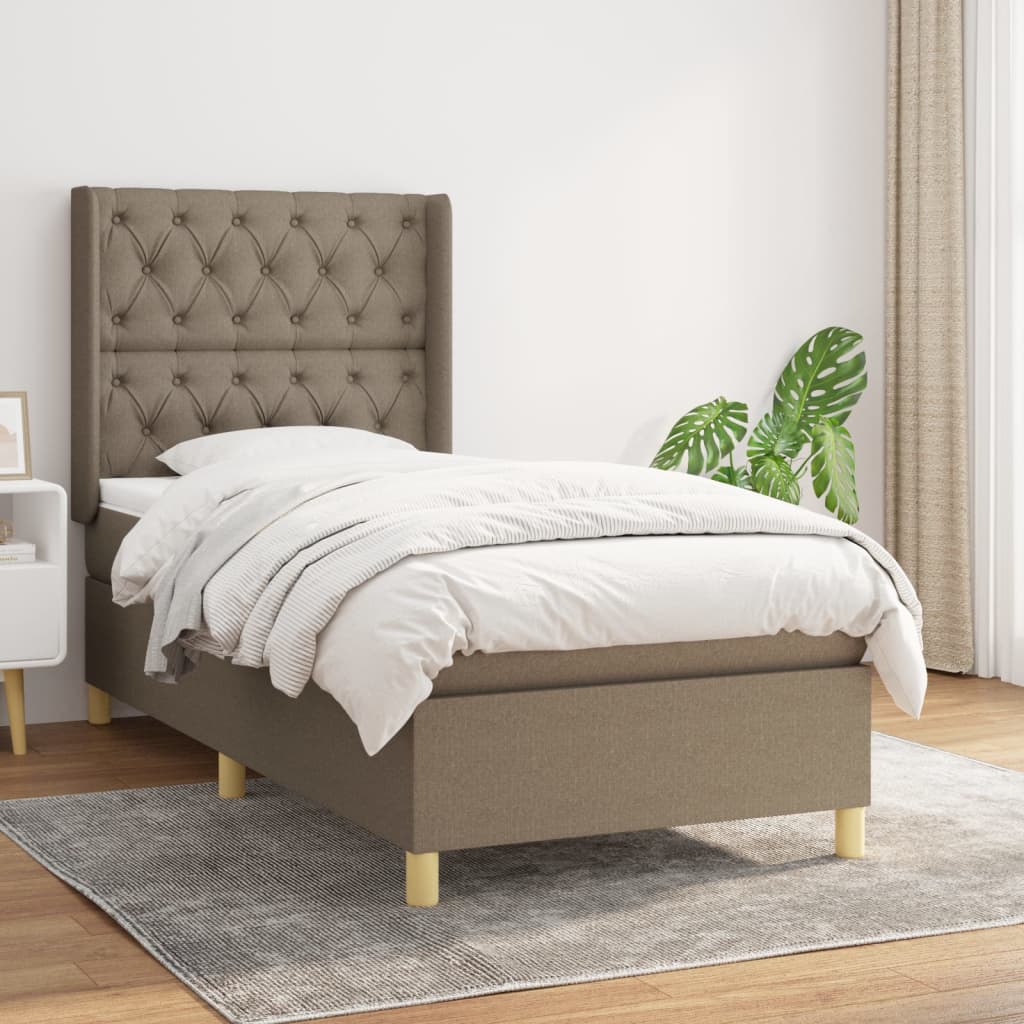 vidaXL Posteľný rám boxsping s matracom sivohnedý 80x200 cm látka