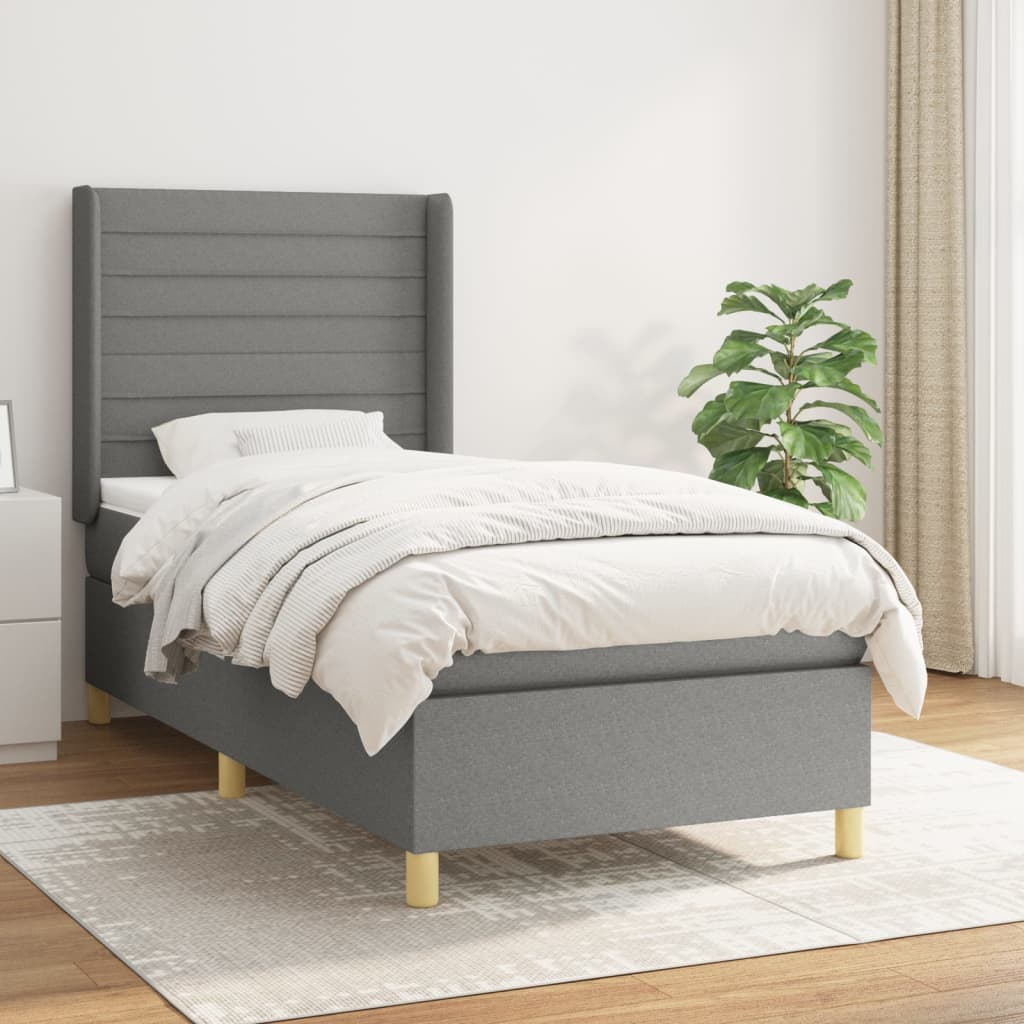 vidaXL Posteľný rám boxsping s matracom tmavosivý 80x200 cm látka