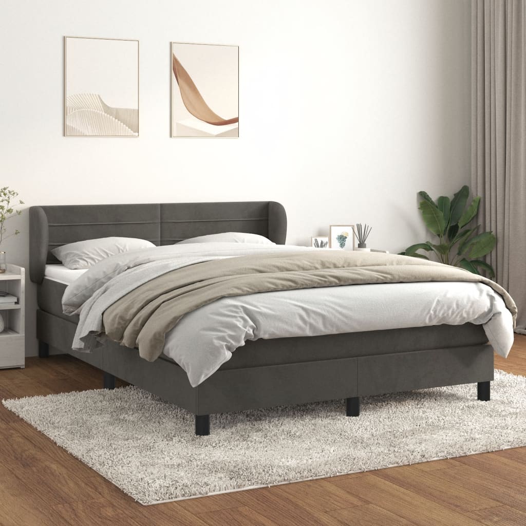 vidaXL Posteľný rám boxspring s matracom tmavosivý 180x200 cm zamat