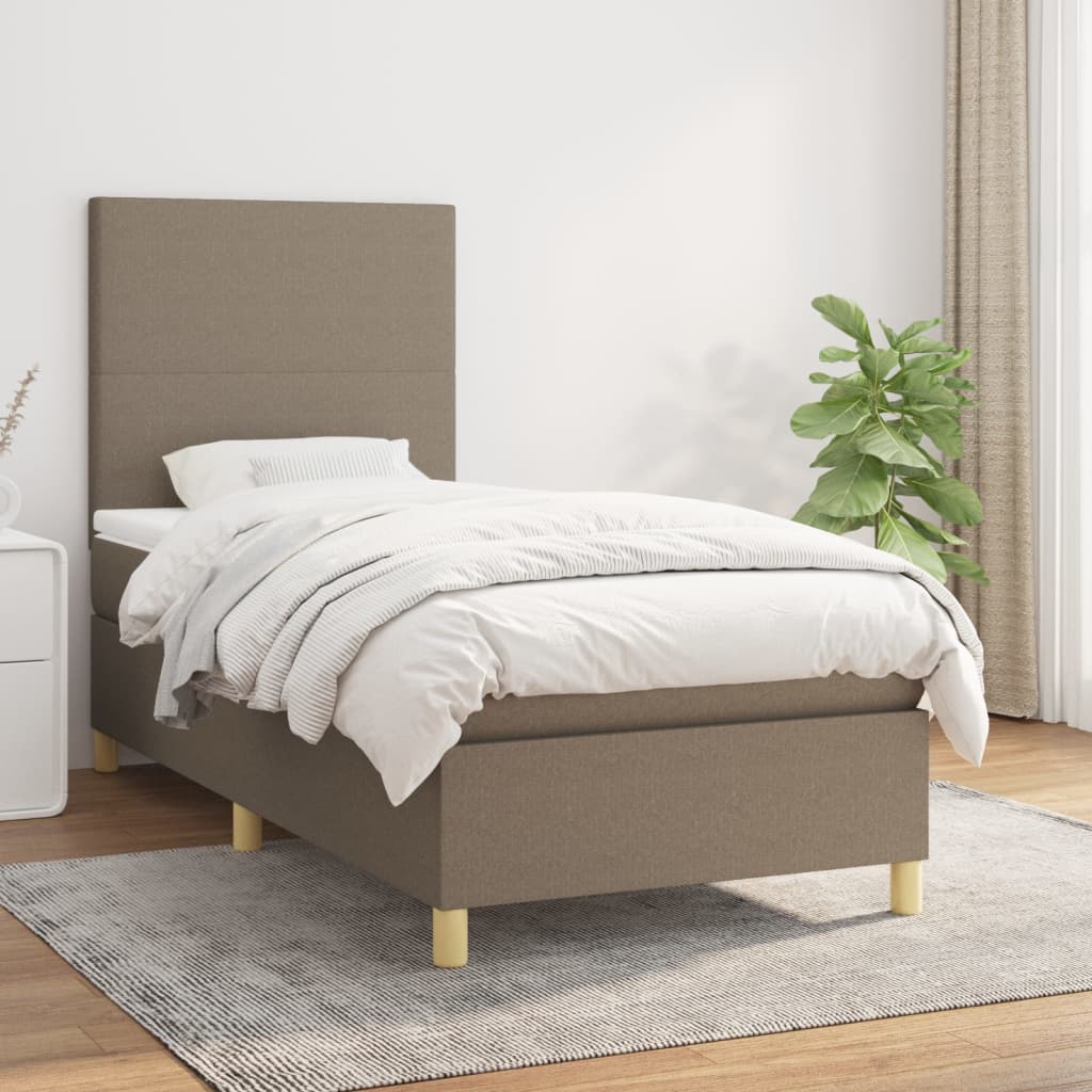 vidaXL Posteľný rám boxspring s matracom sivohnedý 90x190 cm látka