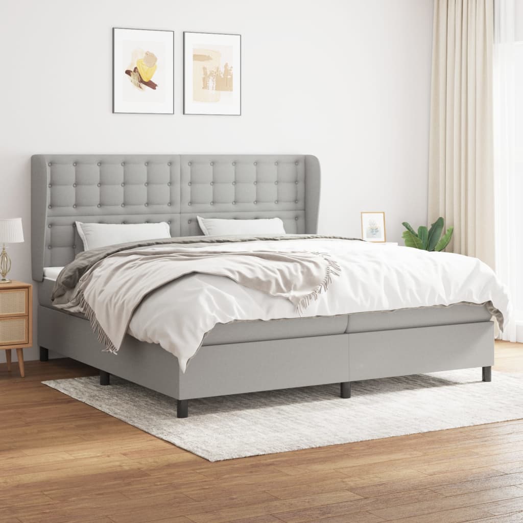 vidaXL Posteľný rám boxsping s matracom bledosivý 200x200 cm látka