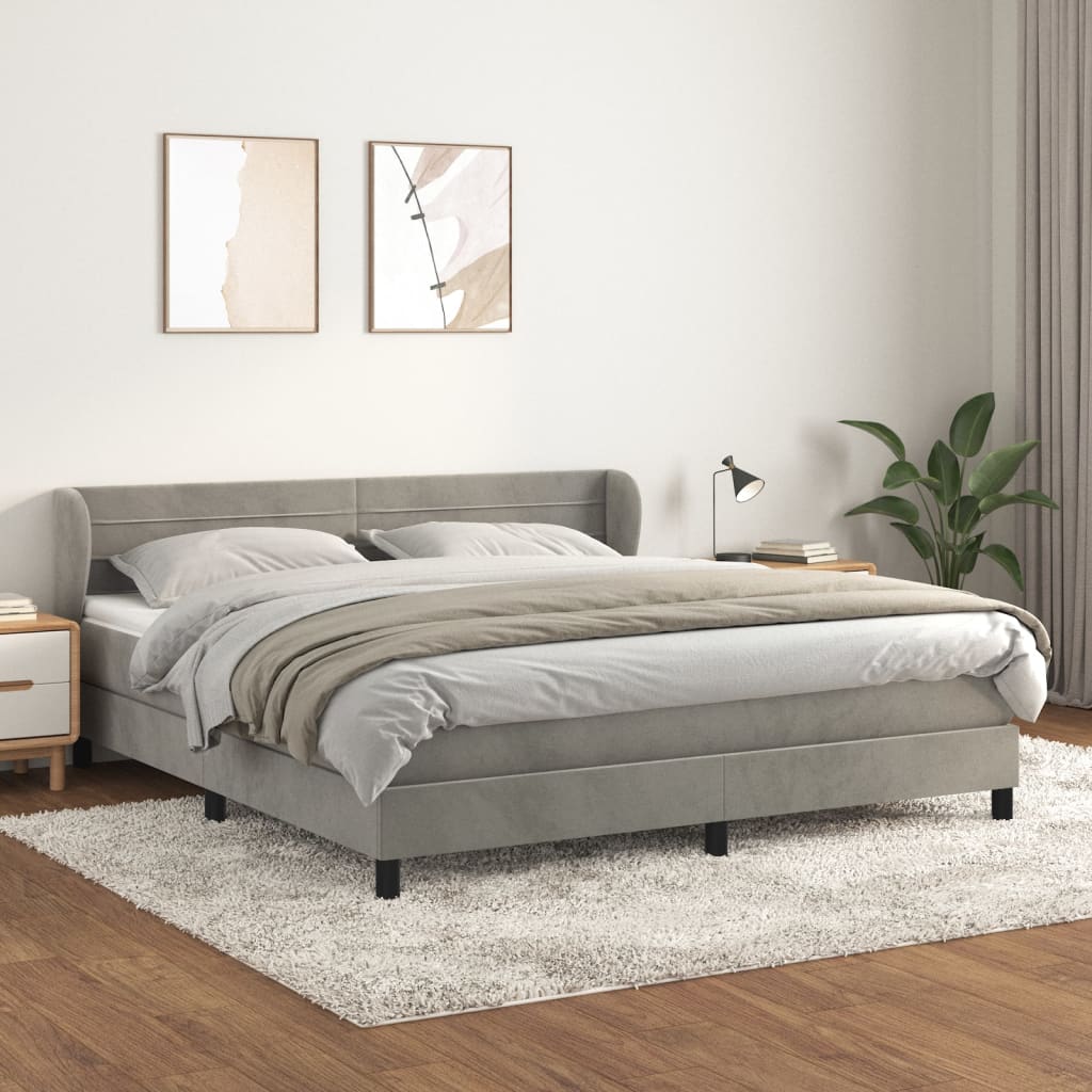 vidaXL Posteľný rám boxsping s matracom bledosivý 160x200 cm zamat