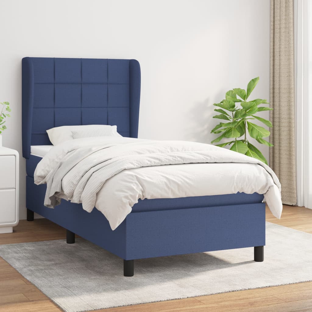 vidaXL Posteľný rám boxsping s matracom modrý 80x200 cm látka