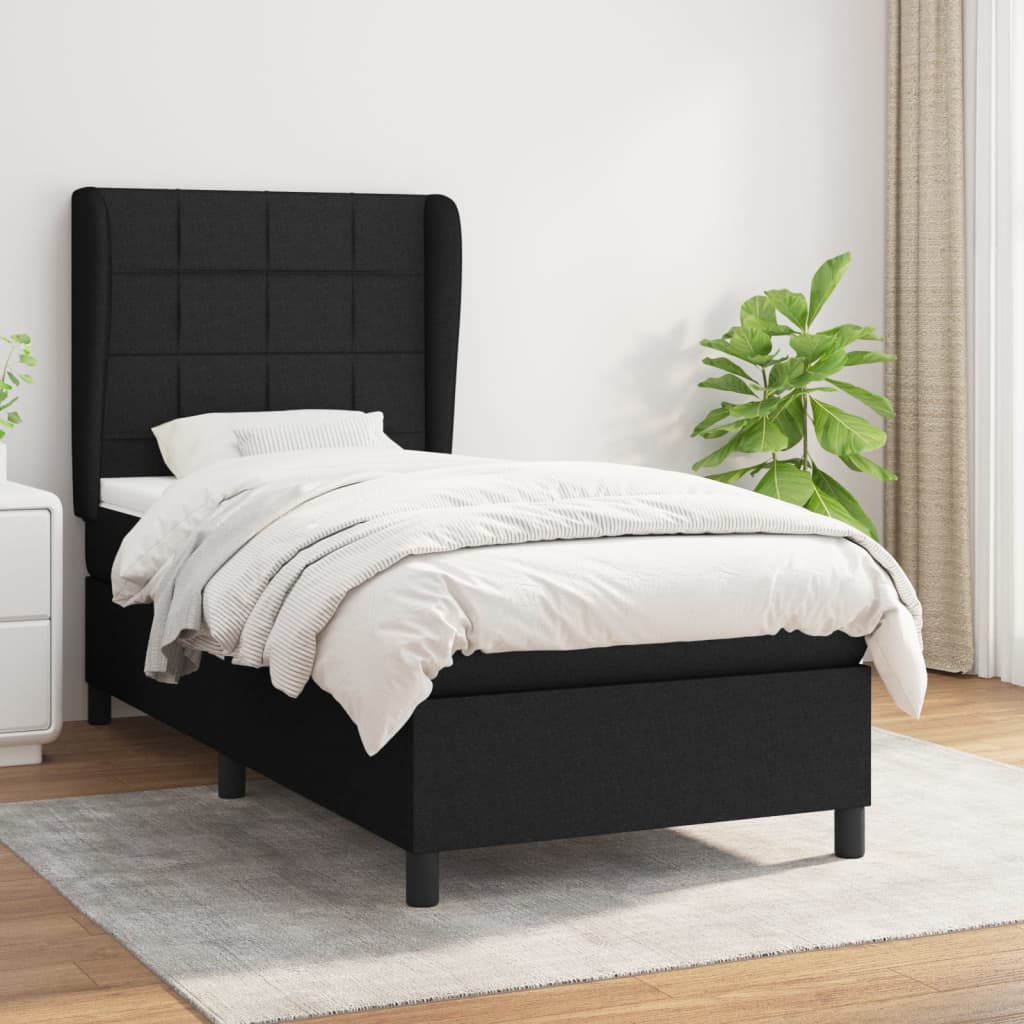 vidaXL Posteľný rám boxspring s matracom čierny 90x190 cm látka