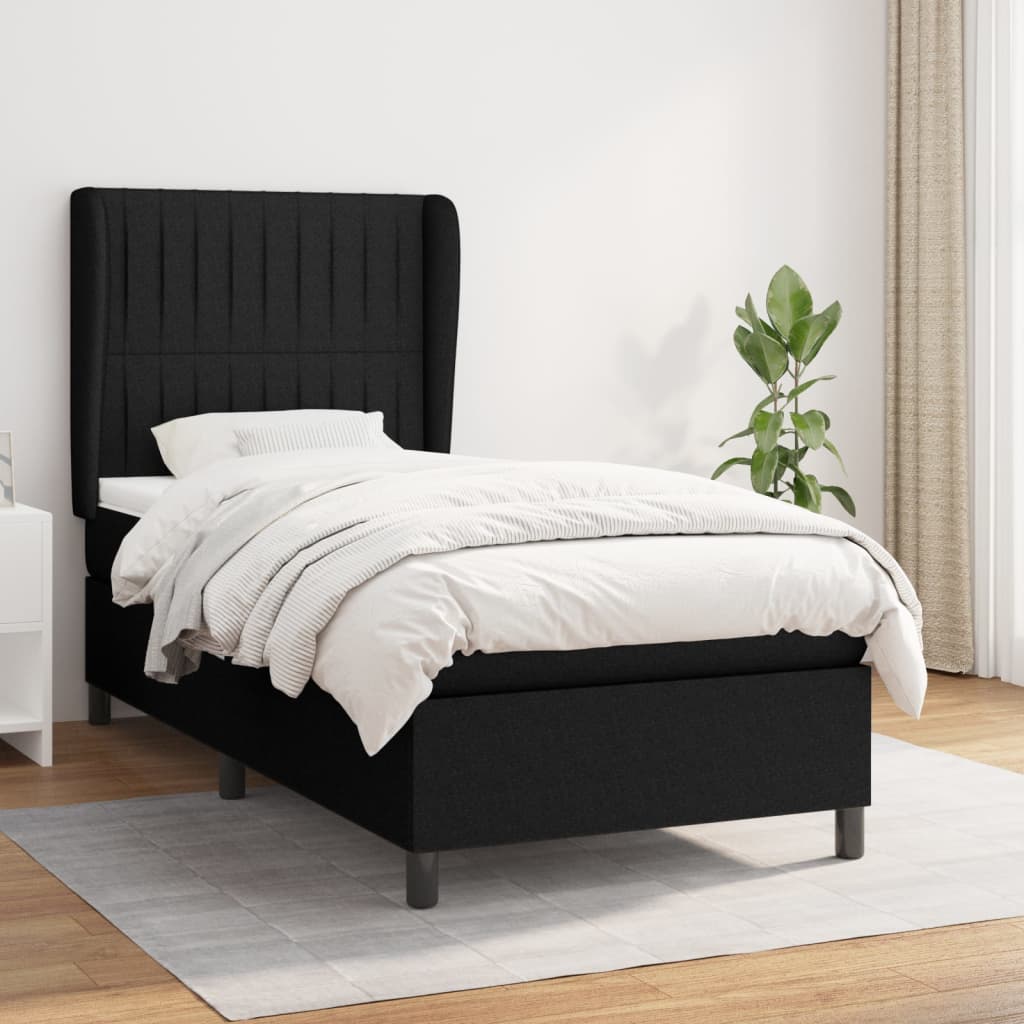 vidaXL Posteľný rám boxspring s matracom čierny 90x200 cm látka