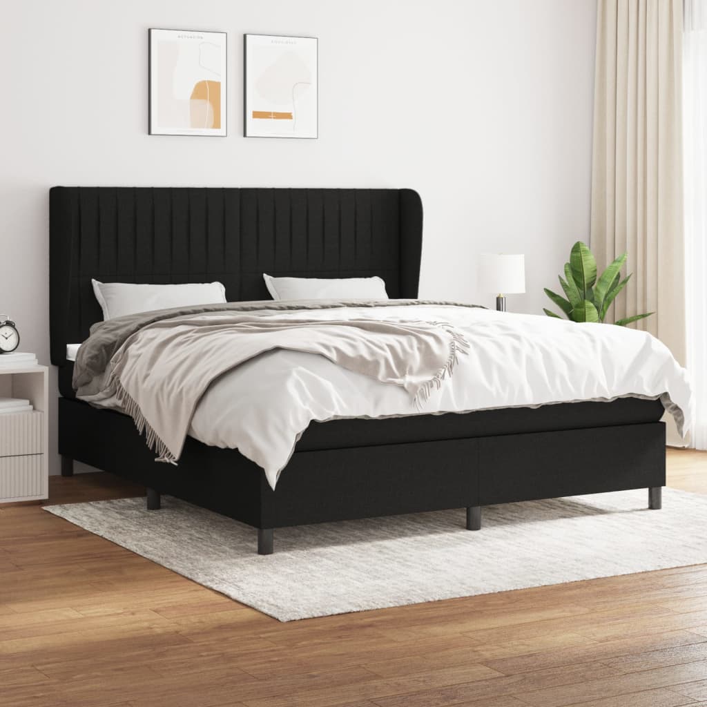 vidaXL Posteľný rám boxspring s matracom čierny 180x200 cm látka