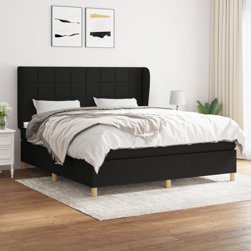 vidaXL Posteľný rám boxspring s matracom čierny 180x200 cm látka