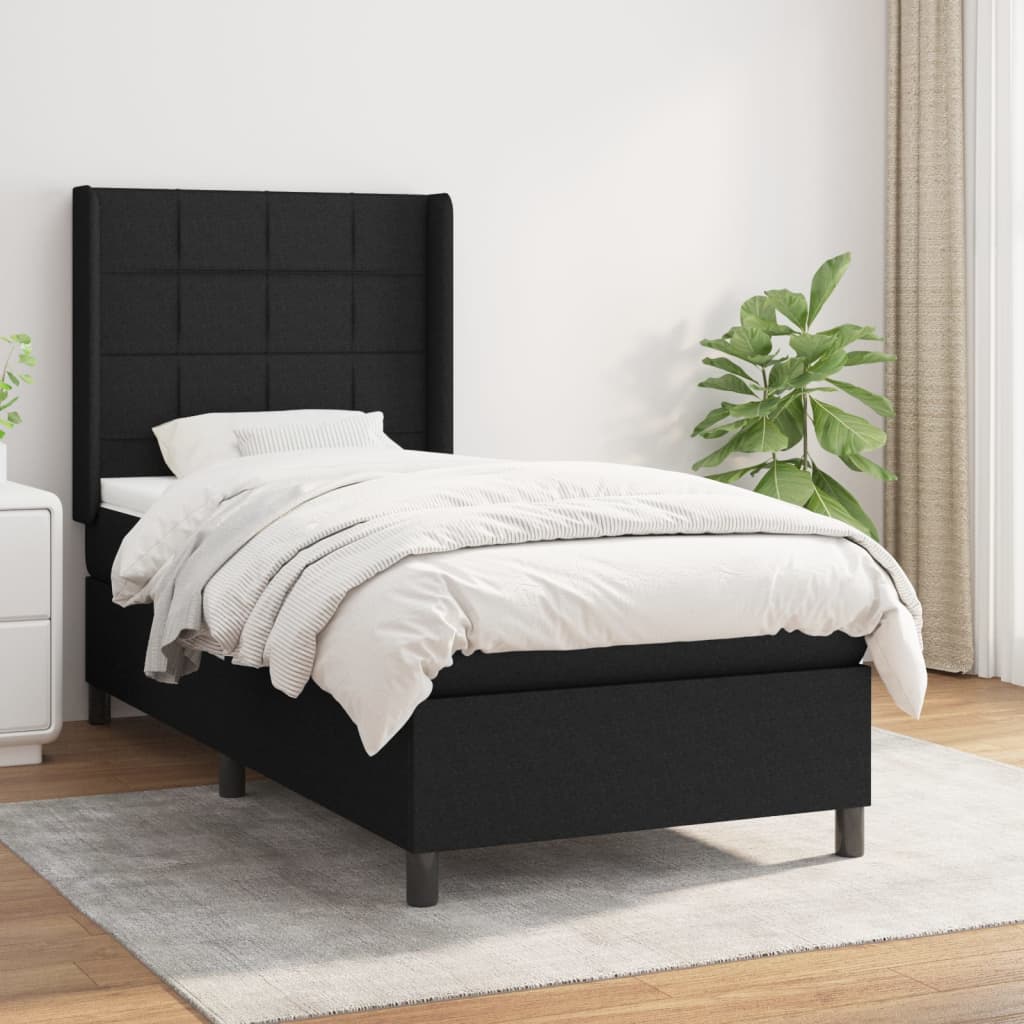 vidaXL Posteľný rám boxspring s matracom čierny 90x200 cm látka