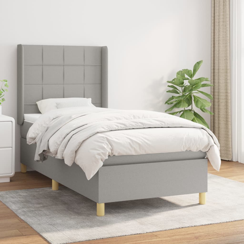 vidaXL Posteľný rám boxsping s matracom bledosivý 80x200 cm látka