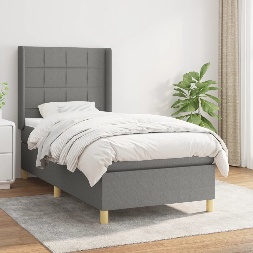 vidaXL Posteľný rám boxsping s matracom tmavosivý 80x200 cm látka