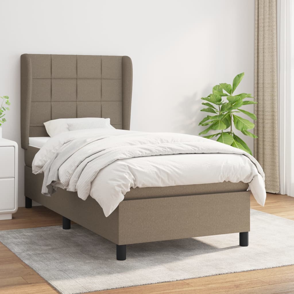 vidaXL Posteľný rám boxspring s matracom sivohnedý 90x190 cm látka