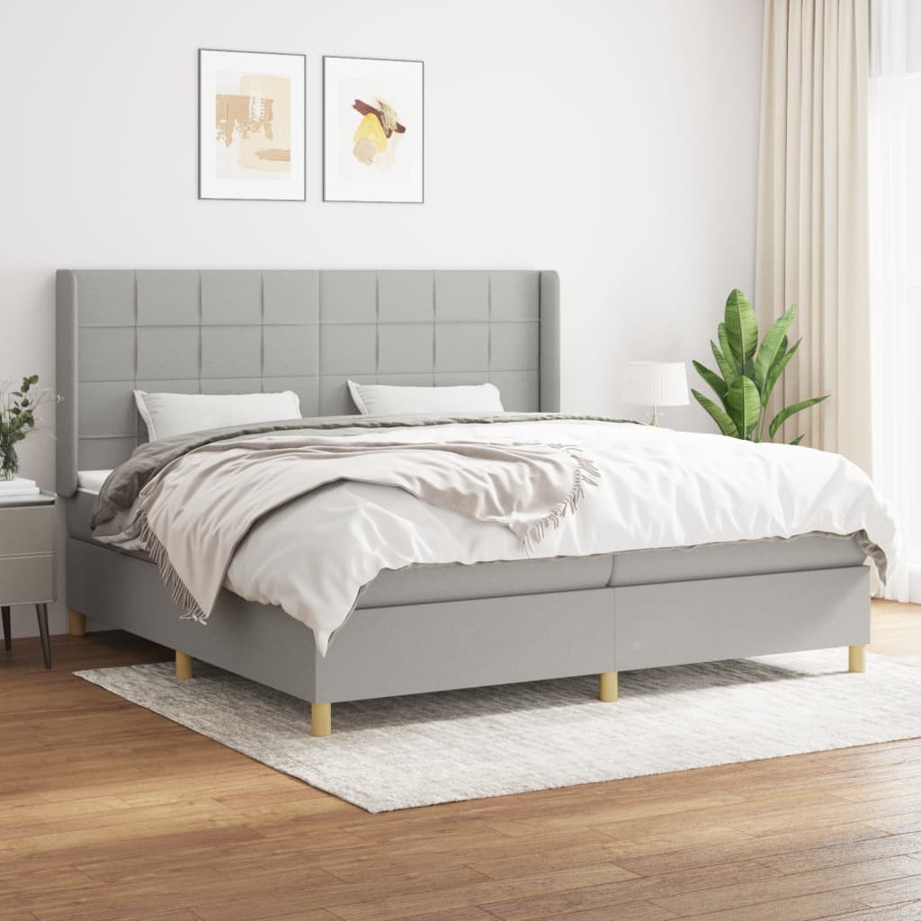 vidaXL Posteľný rám boxsping s matracom bledosivý 200x200 cm látka