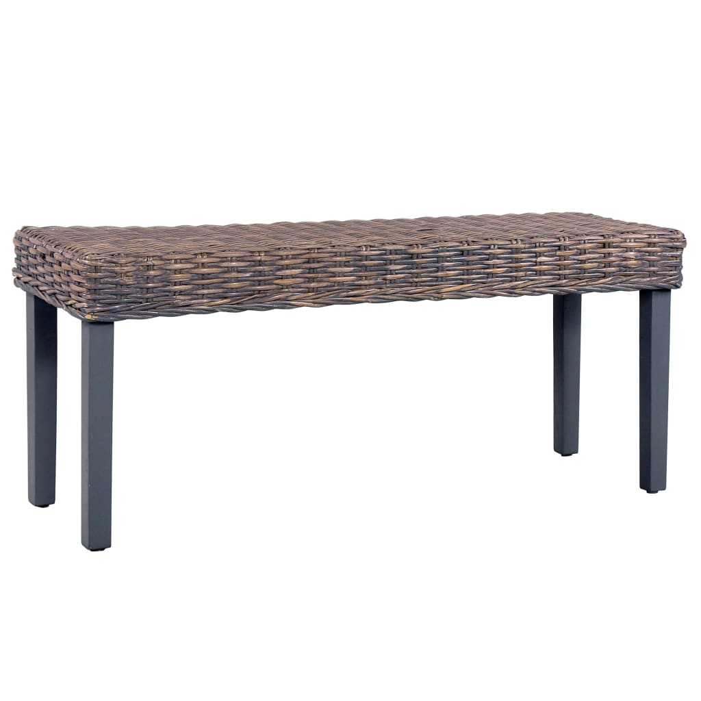 vidaXL Lavička 110 cm sivý prírodný kubu ratan a masívne mangovníkové drevo