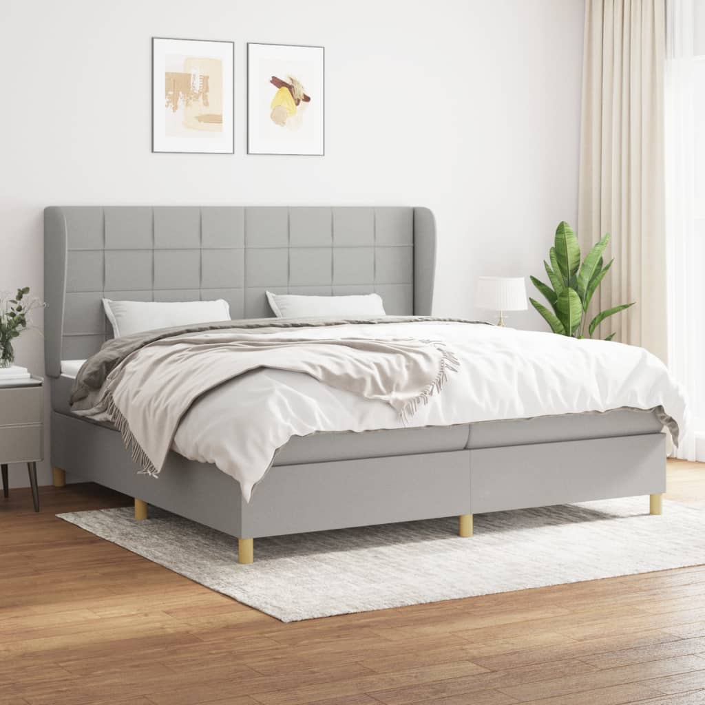 vidaXL Posteľný rám boxsping s matracom bledosivý 200x200 cm látka