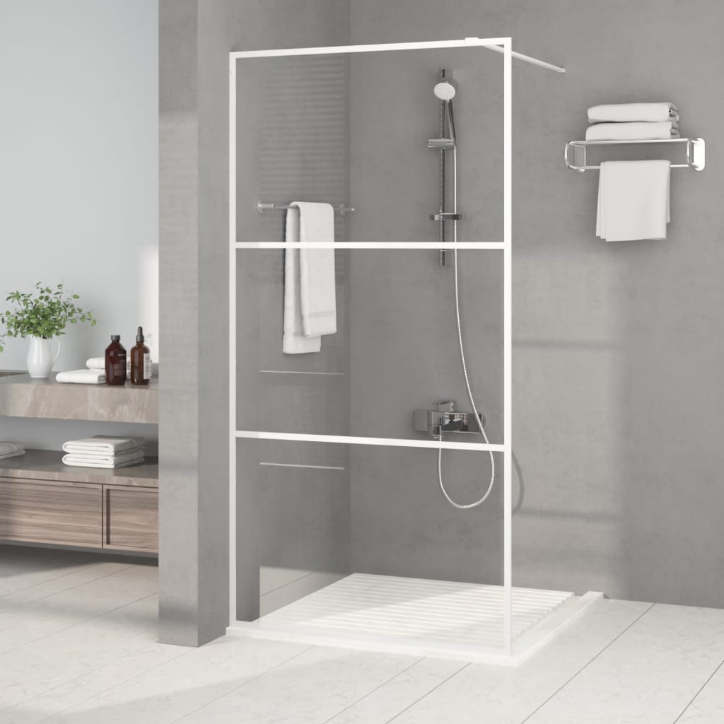 vidaXL Sprchová zástena biela 100x195 cm priehľadné ESG sklo