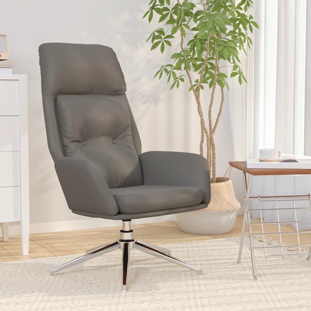 vidaXL Relaxačné kreslo sivé pravá koža