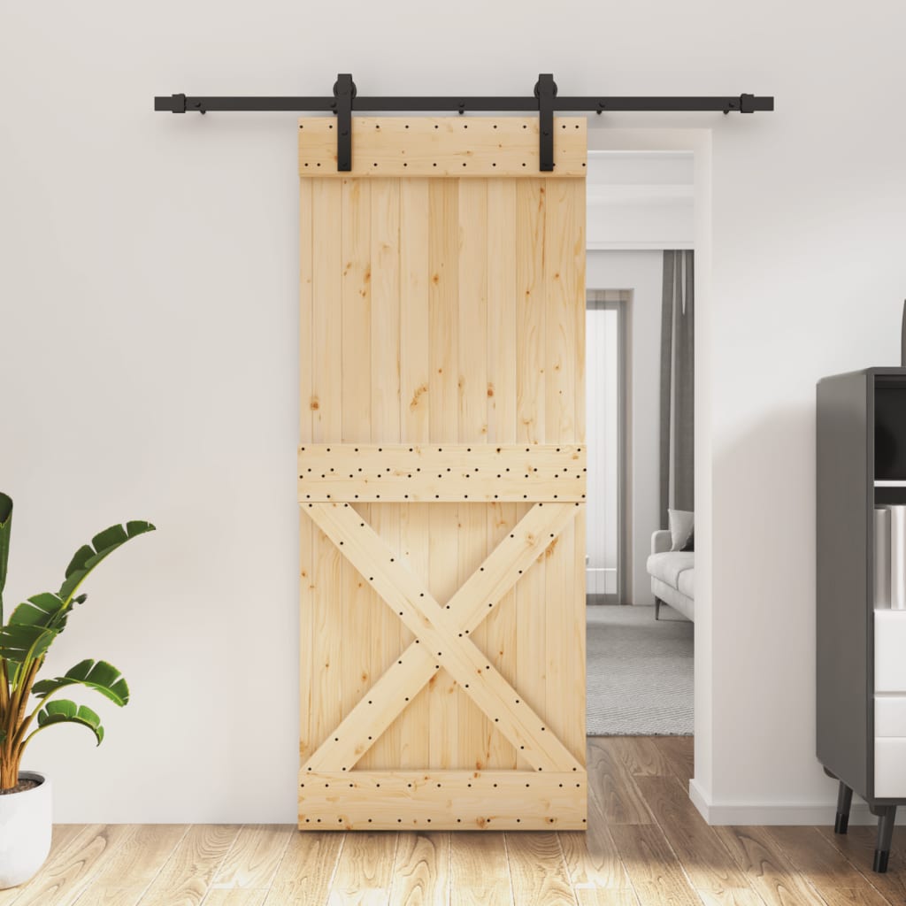 vidaXL Posuvné dvere so sadou kovania 85x210 cm borovicový masív