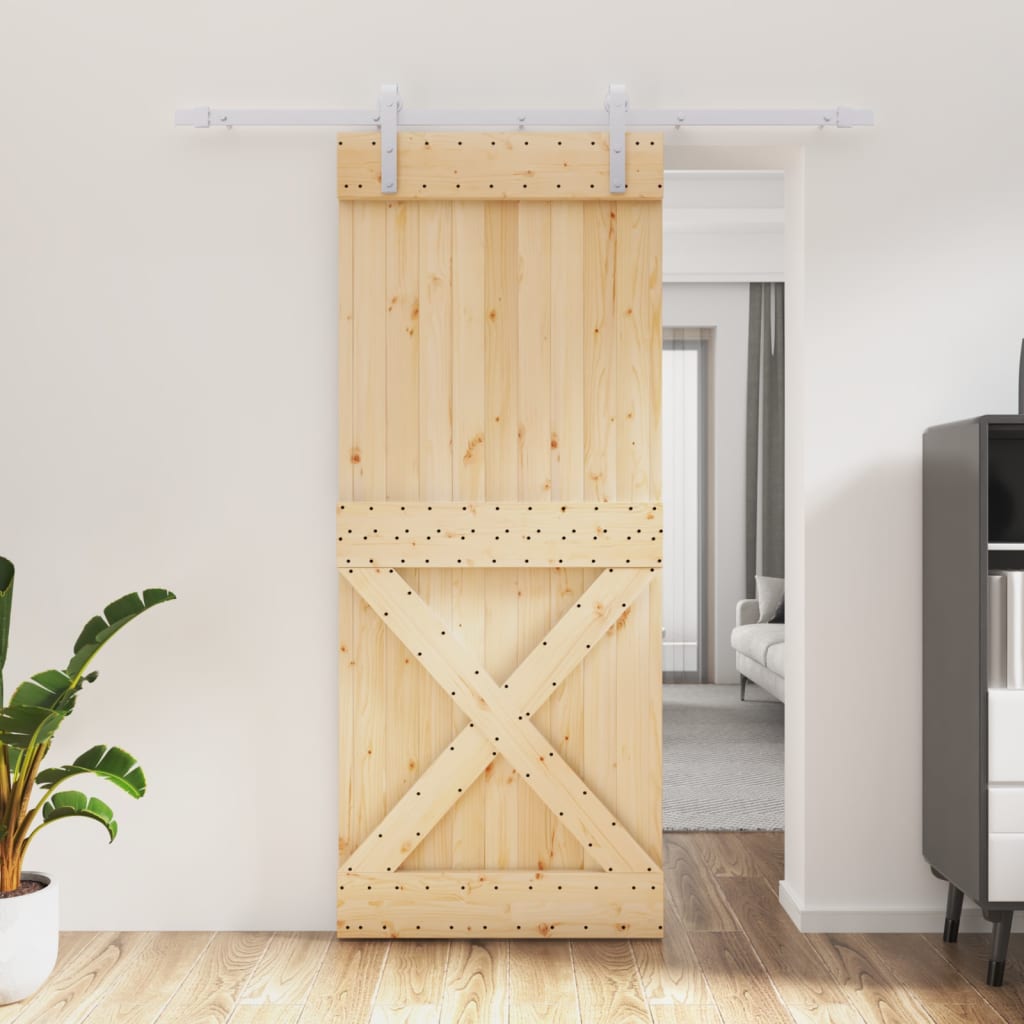 vidaXL Posuvné dvere so sadou kovania 85x210 cm borovicový masív