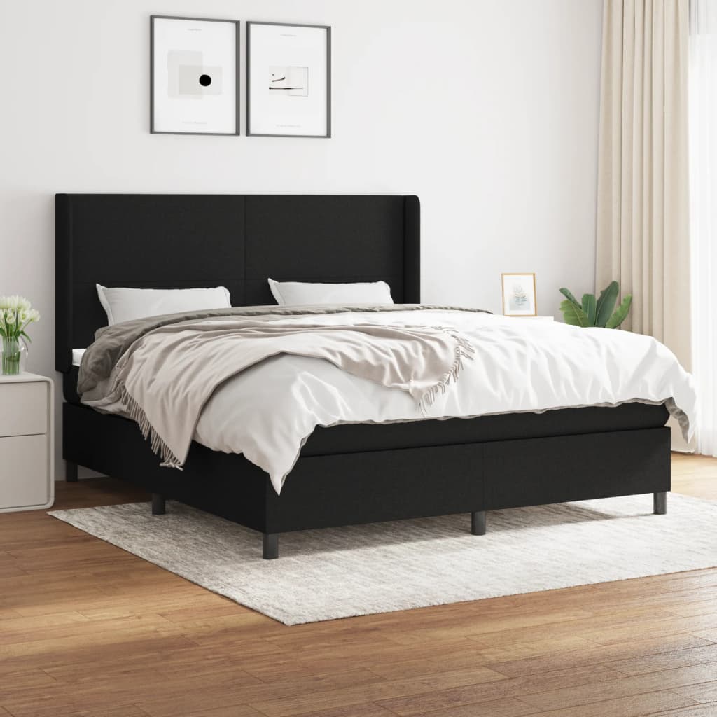 vidaXL Posteľný rám boxspring s matracom čierny 180x200 cm látka