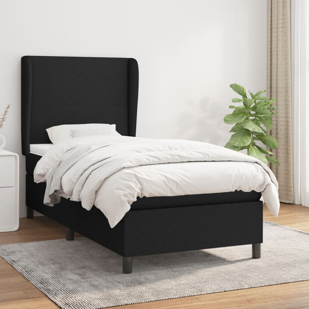 vidaXL Posteľný rám boxspring s matracom čierny 90x200 cm látka