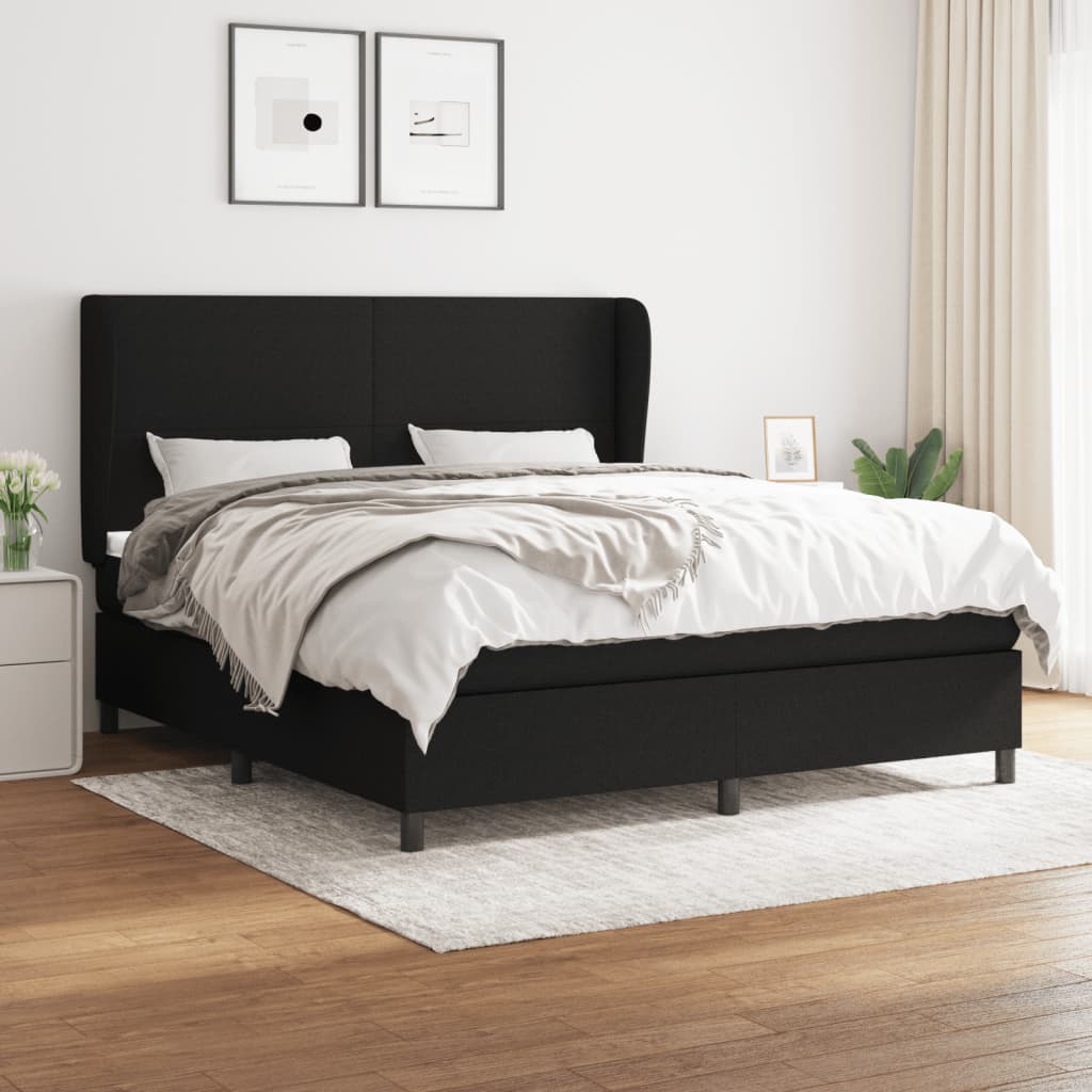 vidaXL Posteľný rám boxspring s matracom čierny 180x200 cm látka