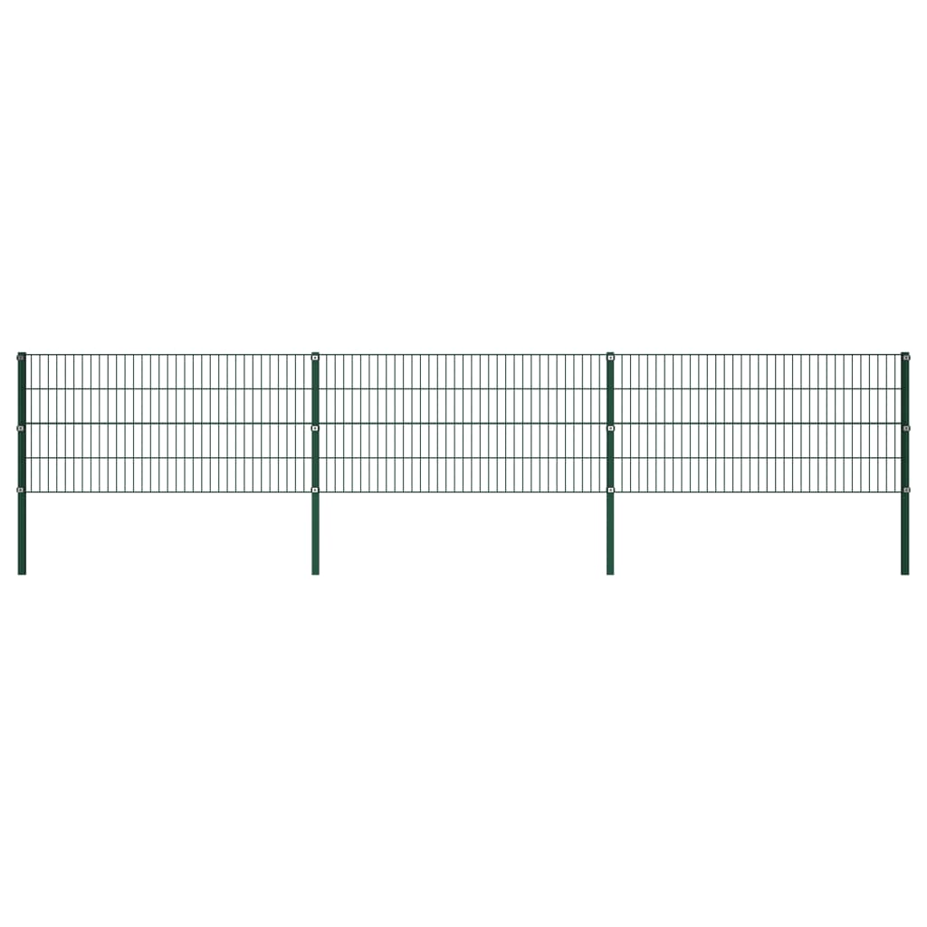 vidaXL Plotový panel so stĺpikmi, železo 5,1x0,8 m, zelený