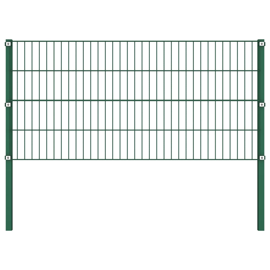 vidaXL Plotový panel so stĺpikmi zelený 1,7x0,8 m železný