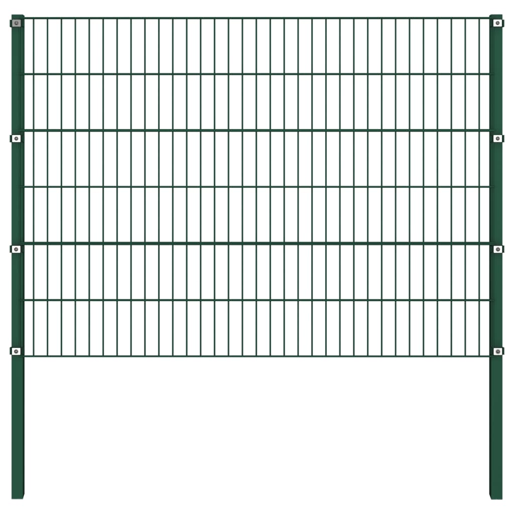 vidaXL Plotový panel so stĺpikmi zelený 1,7x1,2 m železný