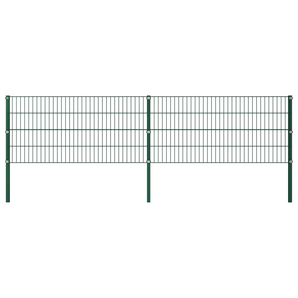 vidaXL Plotový panel so stĺpikmi, železo 3,4x0,8 m, zelený