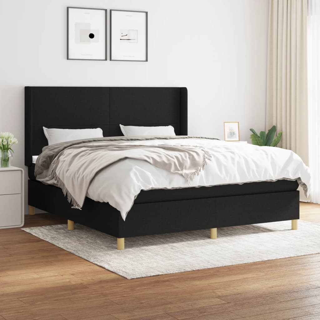 vidaXL Posteľný rám boxspring s matracom čierny 180x200 cm látka