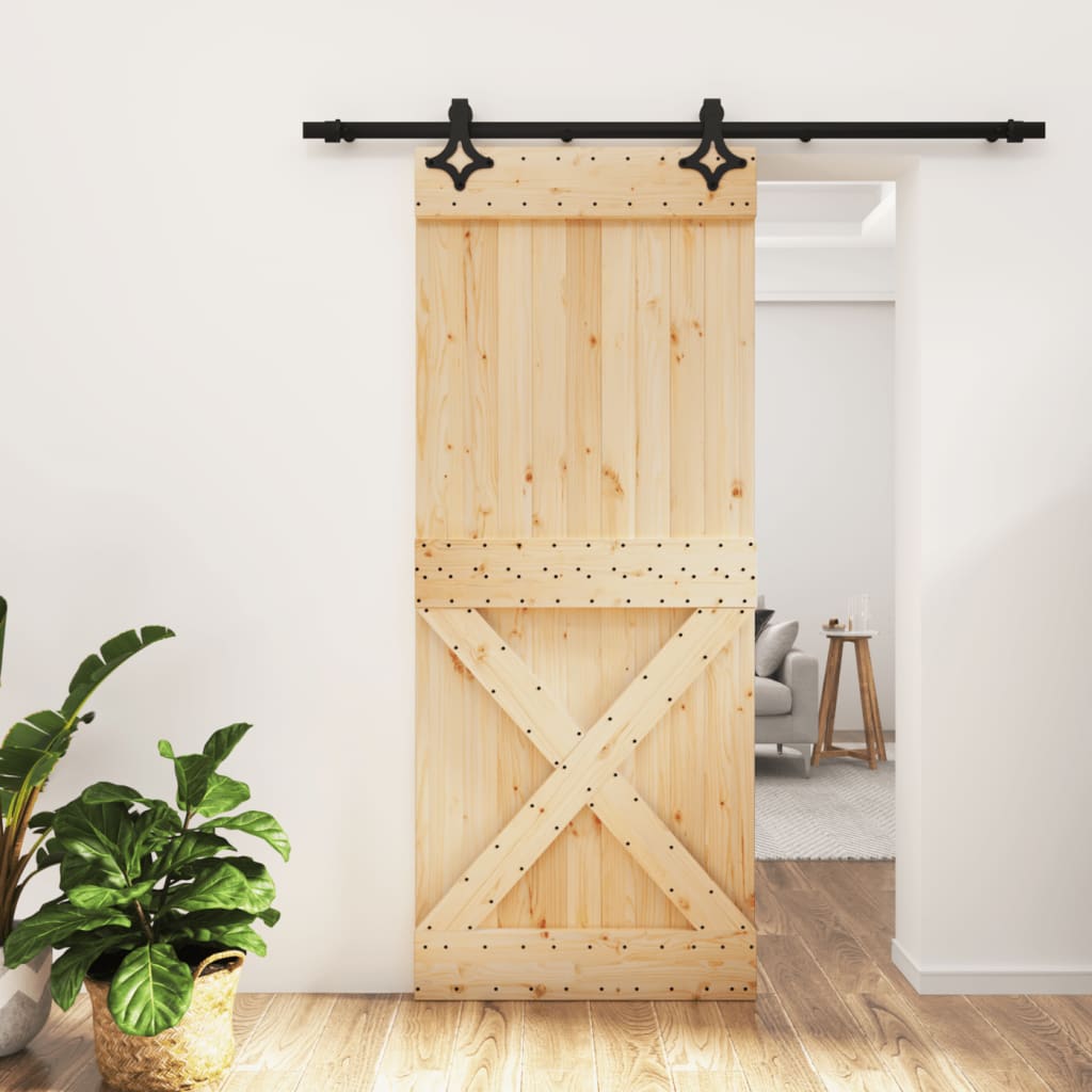 vidaXL Posuvné dvere so sadou kovania 85x210 cm borovicový masív
