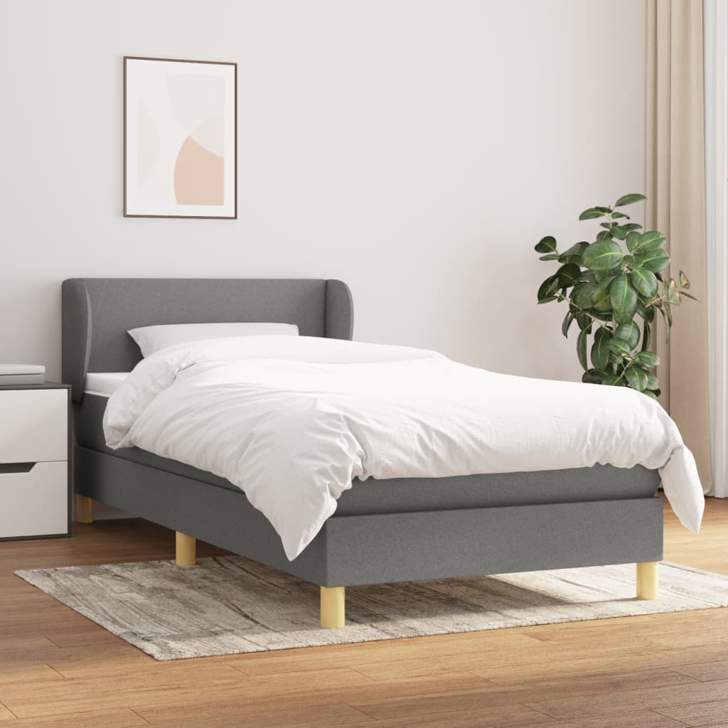 vidaXL Posteľný rám boxsping s matracom tmavosivý 80x200 cm látka
