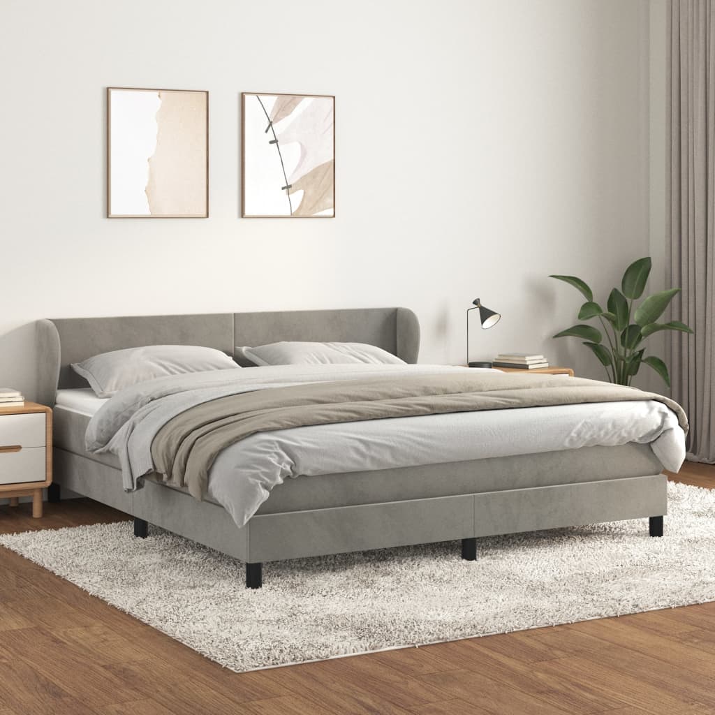 vidaXL Posteľný rám boxsping s matracom bledosivý 160x200 cm zamat