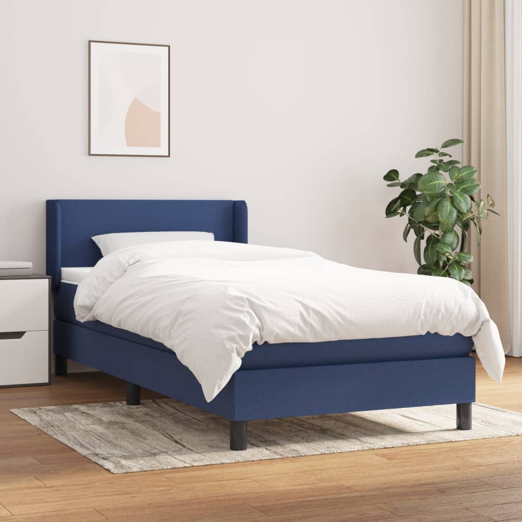 vidaXL Posteľný rám boxspring s matracom modrý 90x200 cm látka