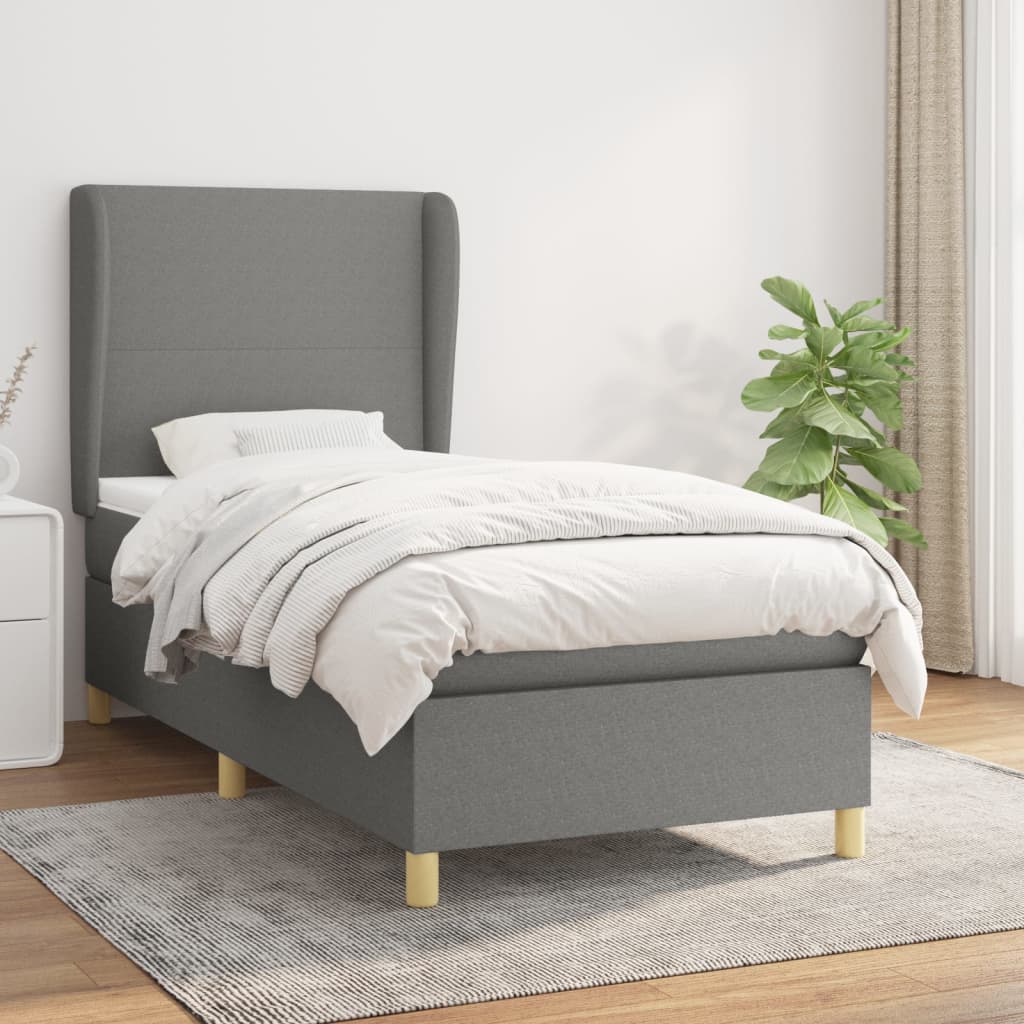 vidaXL Posteľný rám boxsping s matracom tmavosivý 80x200 cm látka