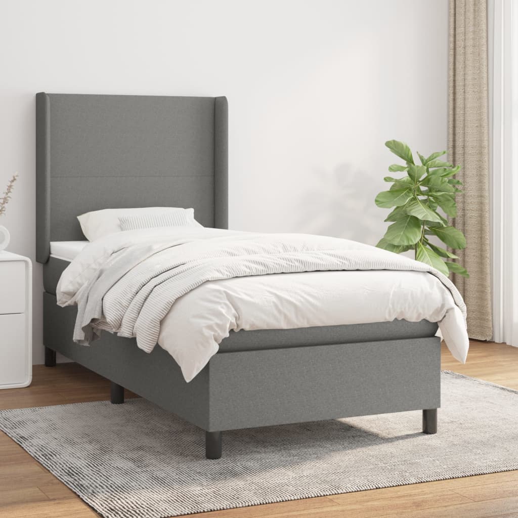 vidaXL Posteľný rám boxsping s matracom tmavosivý 80x200 cm látka